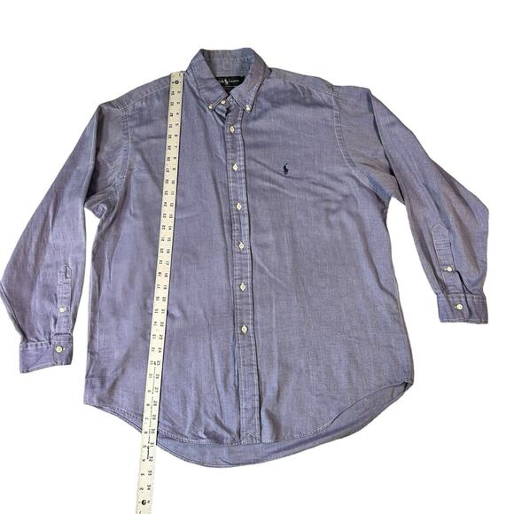 Ralph Lauren Blue Long Sleeve Button Down Cotton Chambray Size Large 16 1/2-34 - Picture 3 of 5